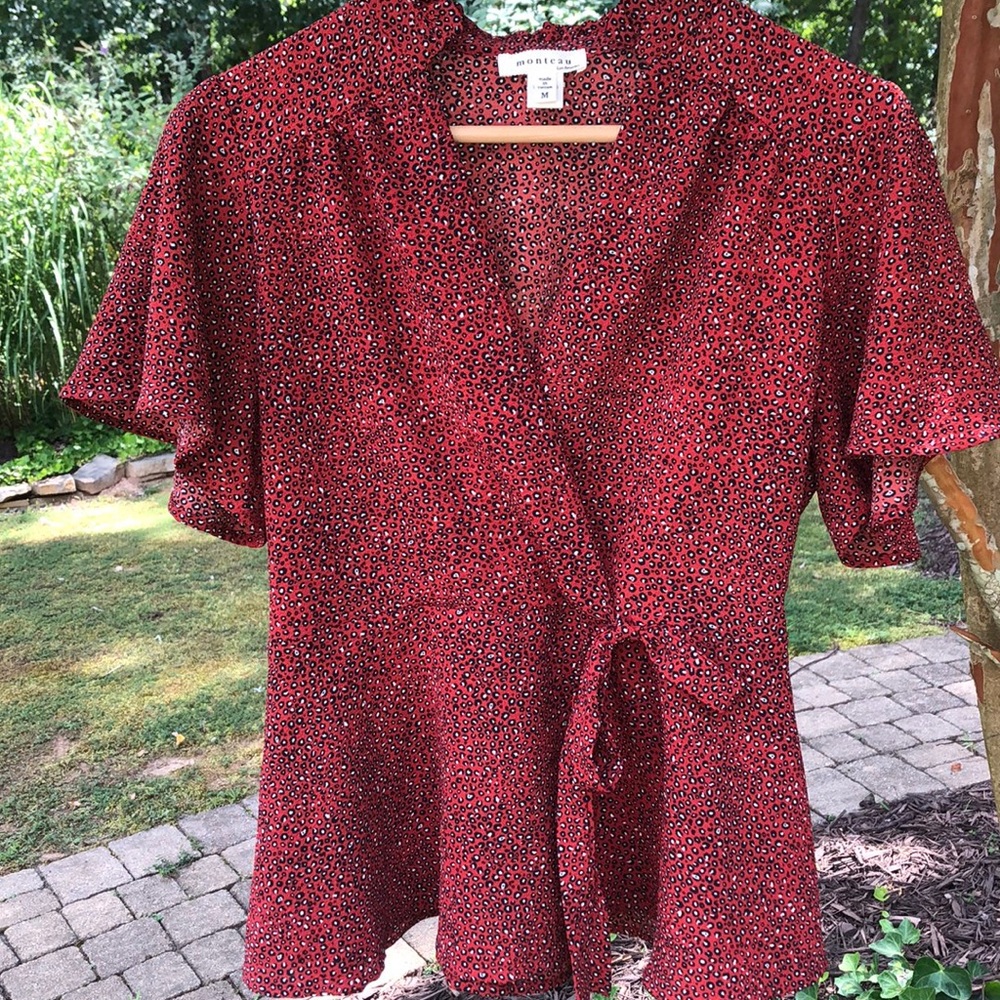 Never worn red Monteau blouse